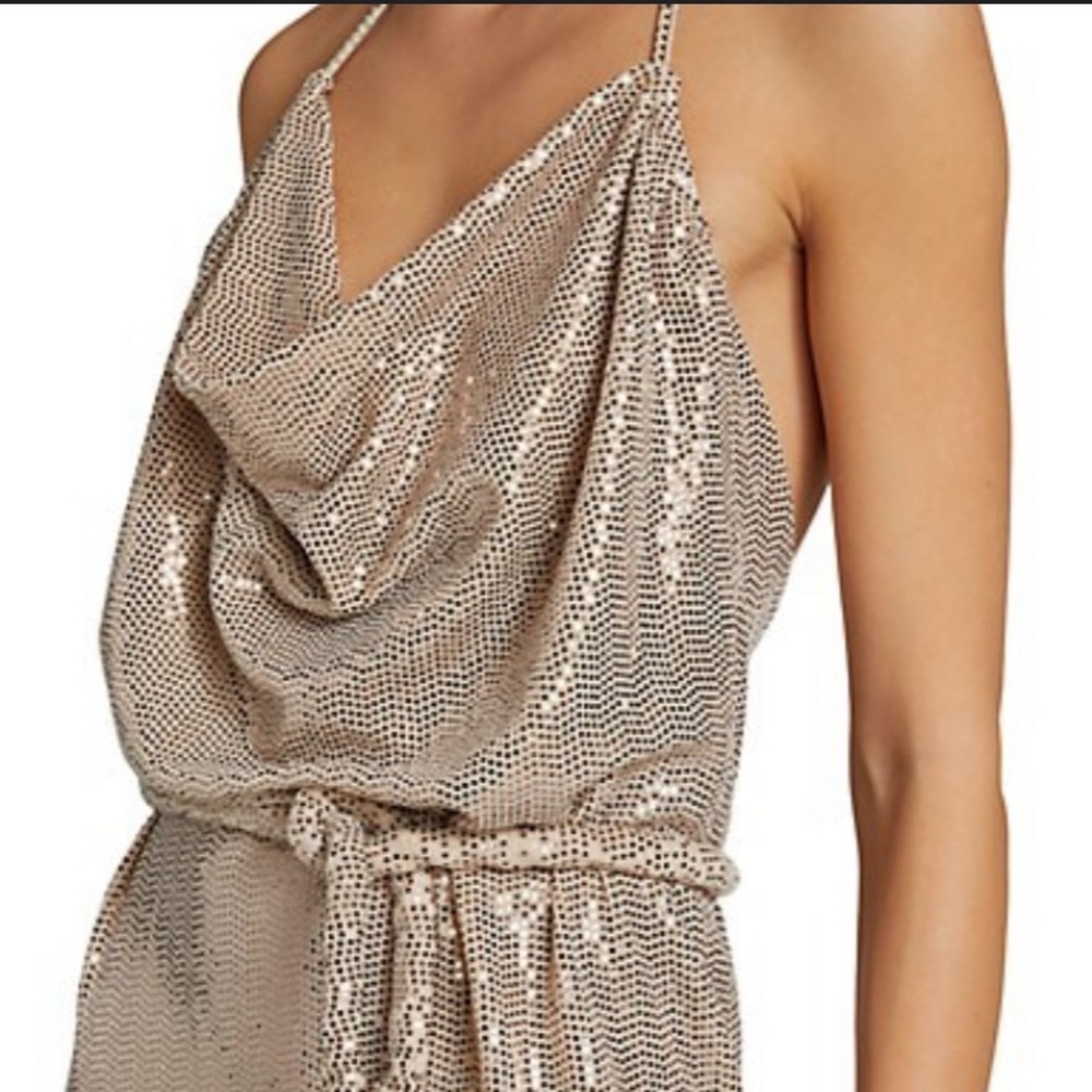 NWT DODO BAR OR  Lola Halter Sequined Halter Mini Dress Tie Waist